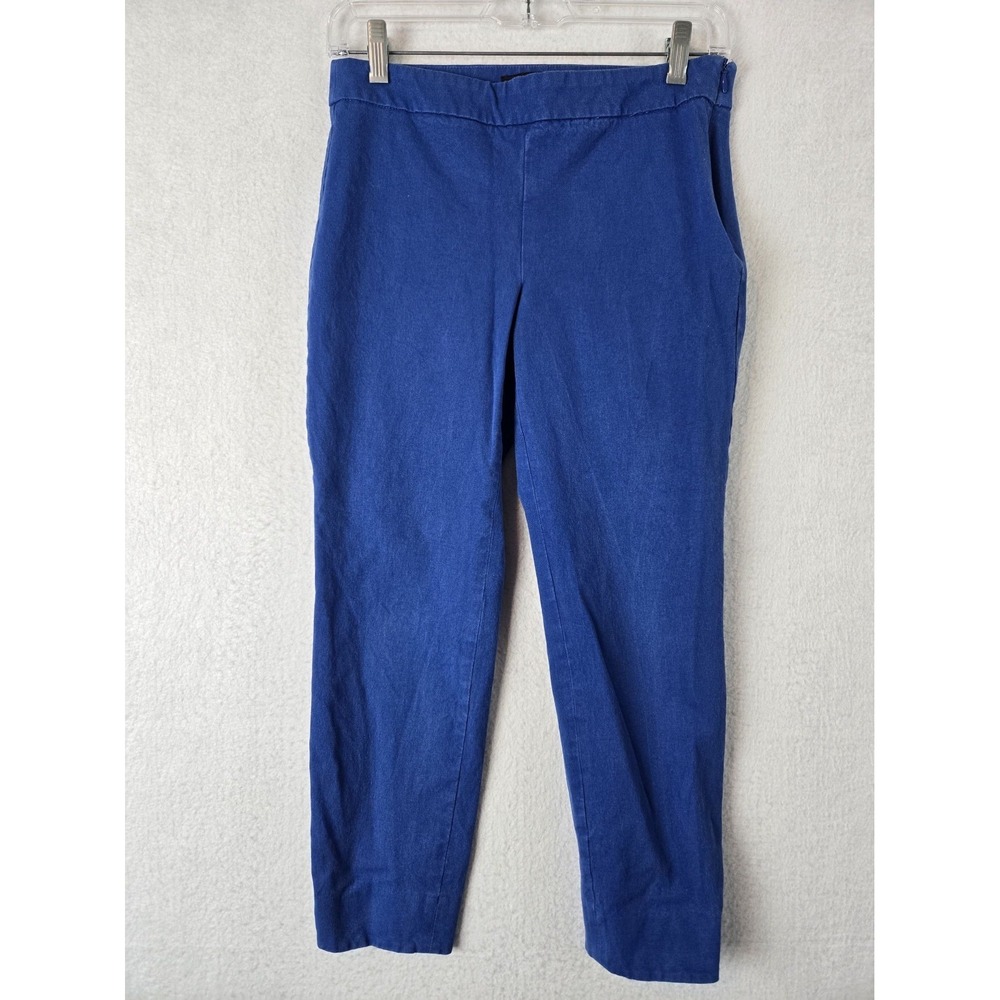 Talbots Womens Chatham Ankle Pants 2P Blue Cotton Blend Slim Fit